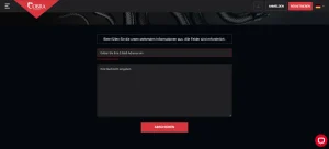 Supportbereich von Cobra Casino mit Kontaktformular und Hilfethemen
